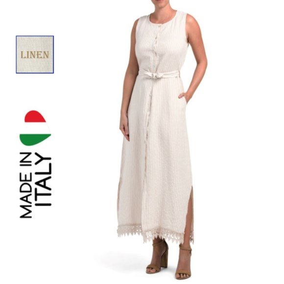 LUNGO L'ARNO Dresses & Skirts - NWT Lungo L'Arno Linen Button Front Maxi Dress